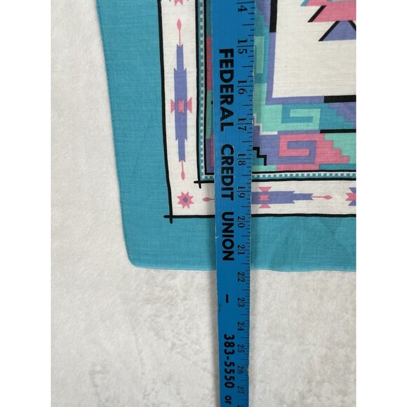 Vintage Springs Industries Bandana Aztec Southwestern Print USA Made Turquoise - Picture 3 of 5